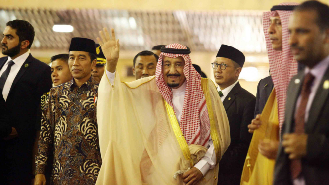Raja Salman saat Masjid Istiqlal, Kamis, 2 Maret 2017.