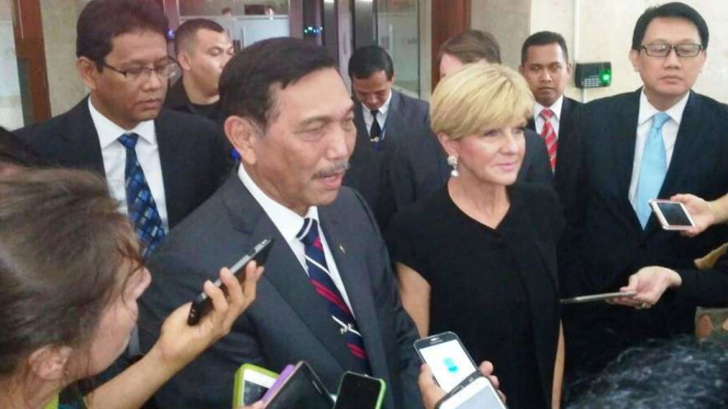 Menko Kemaritiman Luhut Binsar Panjaitan dan Menteri Luar Negeri Australia Julie Bishop, Senin, 6 Maret 2017.