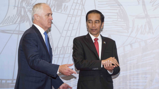 Presiden Joko Widodo saat menyambut mantan Perdana Menteri Australia Malcolm Turnbull beberapa waktu silam.