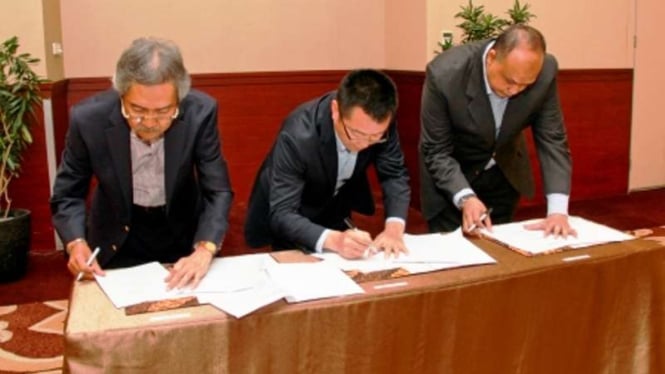 Penandatanganan kerja sama antara Huaqiang dengan Graha Andrasentra Propetindo.