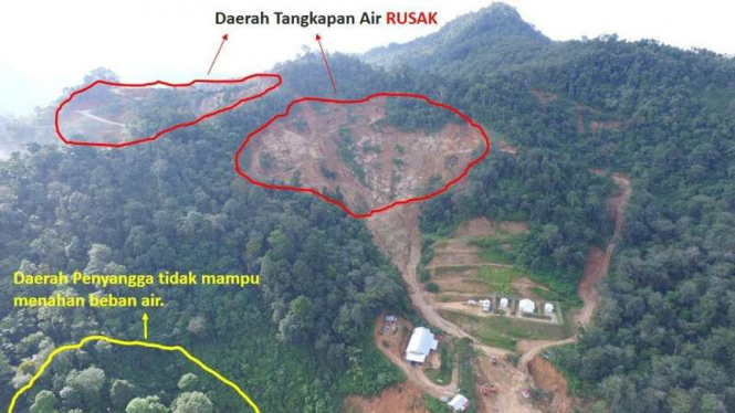 Kondisi kawasan perbukitan di Kabupaten Limapuluh Kota Sumatera Barat yang diduga menjadi penyebab munculnya bencana longsor dan banjir di daerah itu, Rabu (8/3/2017).
