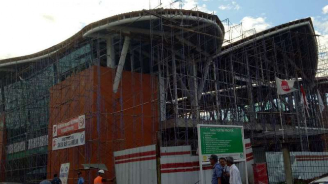 progres pembangunan stasiun kereta bandara Soekarno Hatta