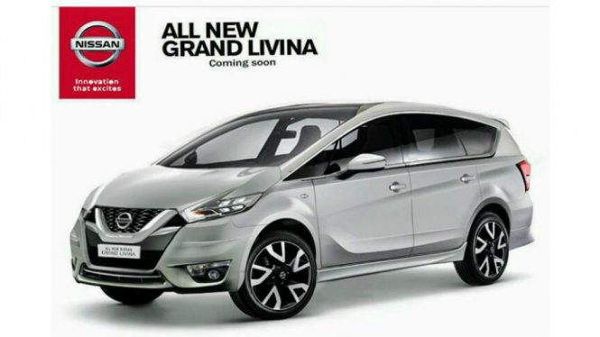 Brosur yang memuat tampang Nissan Grand Livina terbaru. Ilustrasi.