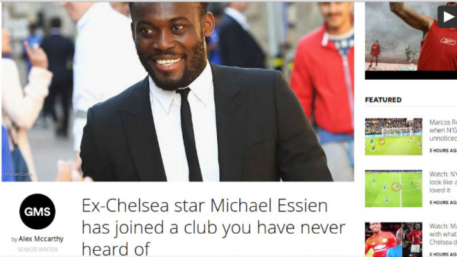 Judul bergabungnya Michael Essien di artikel Give Me Sports