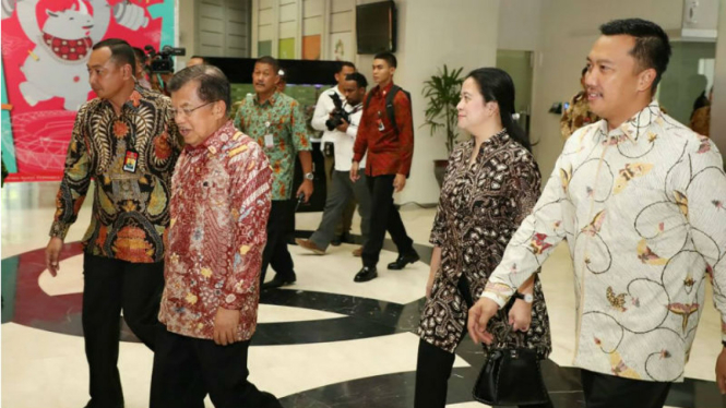 Wakil Presiden RI, Jusuf Kalla, saat ingin rapat koordinasi Asian Games 2018.