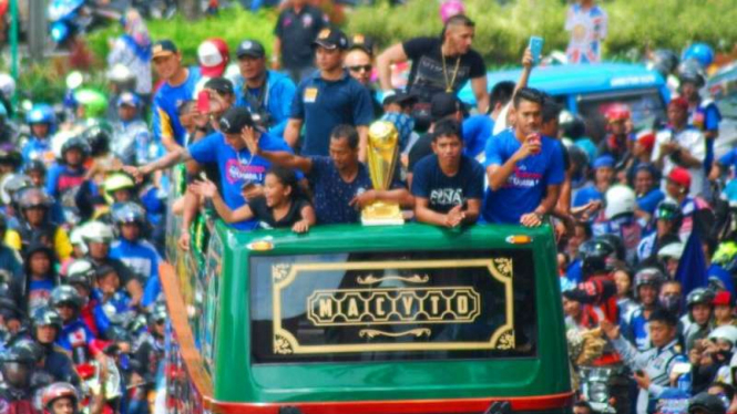 Perayaan juara Piala Presiden 2017 tim Arema FC