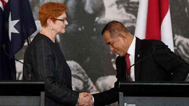 Menteri Pertahanan Ryamizard Ryacudu dan Menhan Australia Marise Payne di Sydney