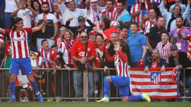 Bomber Atletico Madrid, Antoine Griezmann rayakan gol