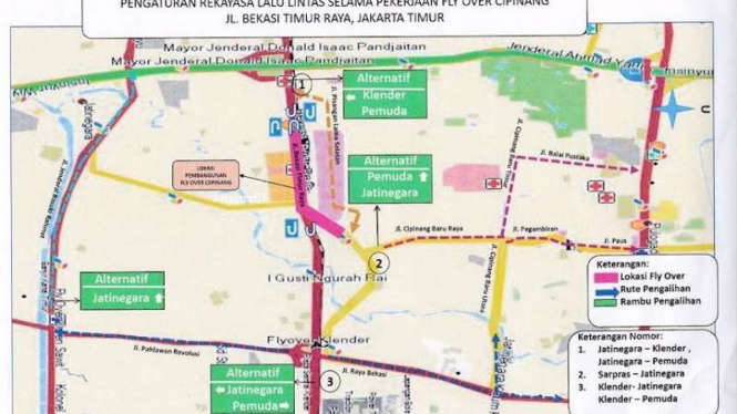 Peta lokasi rekayasa lalu lintas proyek Flyover Cipinang, Jakarta Timur.