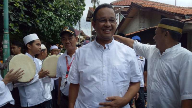 Cagub DKI Anies Baswedan saat kampanye di Cempaka Putih, Selasa (21/3/2017).