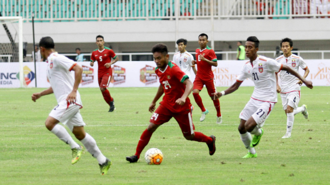 Saddil Ramdani di laga timnas Indonesia U-22 VS Myanmar