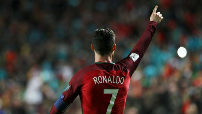 Selebrasi Cristiano Ronaldo saat membela Timnas Portugal