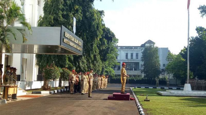 Menteri Dalam Negeri Tjahjo Kumolo di Kampus IPDN Cilandak, Jakarta