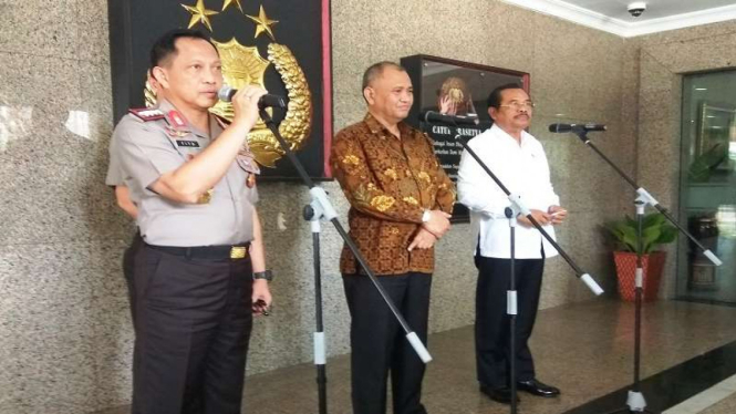 Kapolri, Ketua KPK dan Jaksa Agung setelah tanda tangan MOU