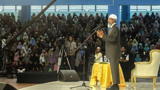 Zakir Naik saat beri ceramah di Bandung 2 April 2017