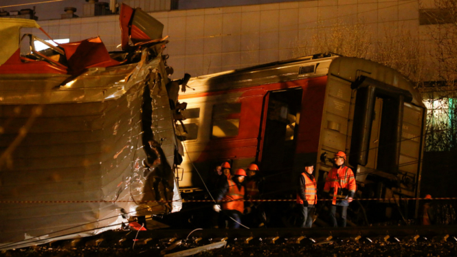 Tabrakan kereta di Moskow Rusia.