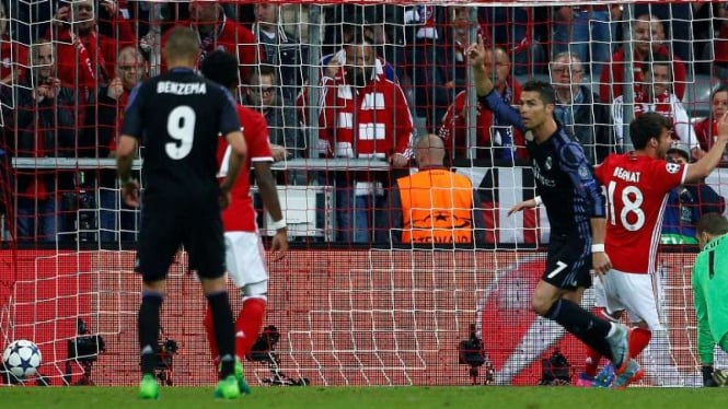 Selebrasi gol Cristiano Ronaldo ke gawang Bayern Munich