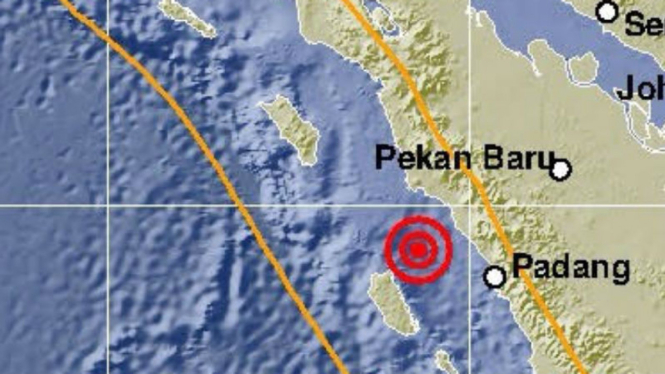 Peta gempa di Sumatera Barat