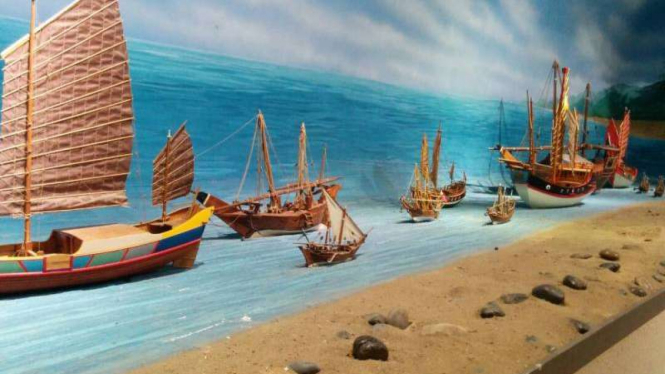 Miniatur kapal di museum maritim Quanzhou.