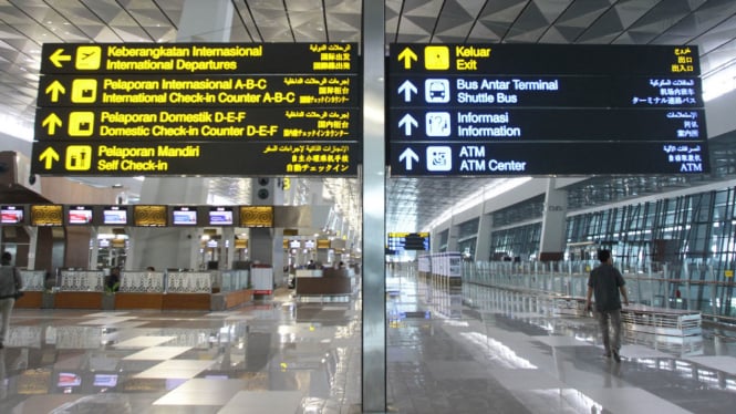 Suasana di Bandara Soekarno-Hatta, Tangerang, Banten.