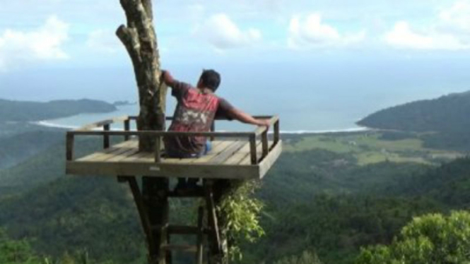 Menara Pohon di Bukit Gembes, Munjungan, Trenggalek, Jawa Timur. 