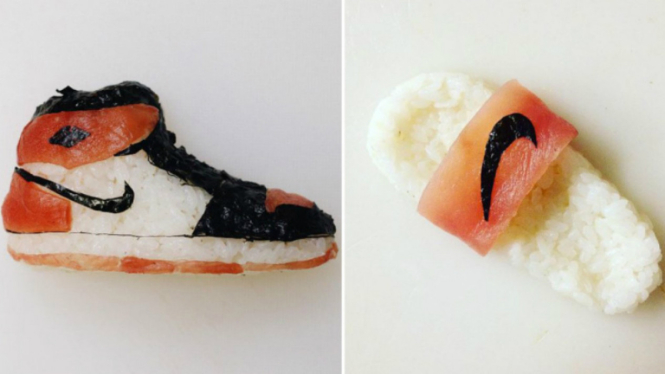 Sushi berbentuk alas kaki.