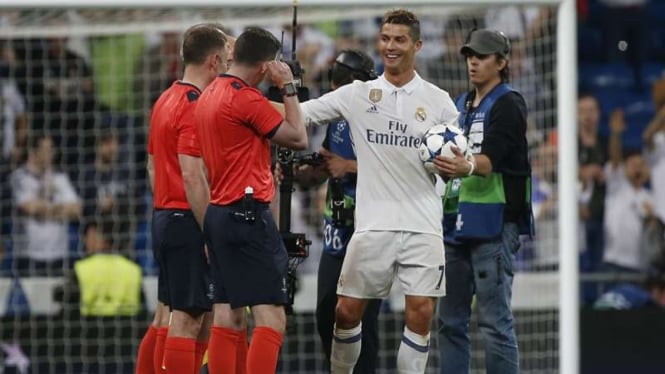 Megabintang Real Madrid, Cristiano Ronaldo, di laga melawan Atletico Madrid