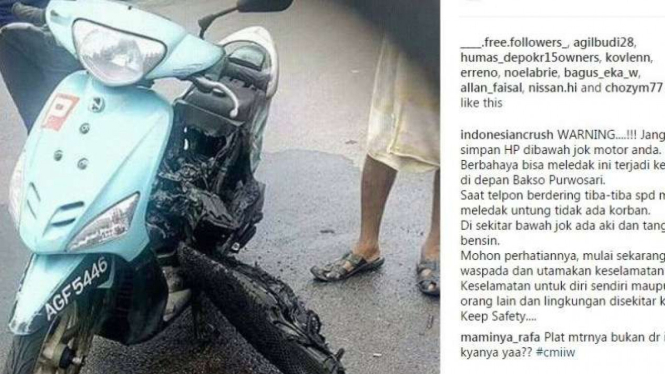 Heboh kabar motor meledak gara-gara simpan HP di bawah jok.