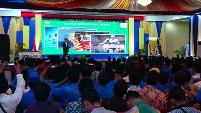 Presiden RI Joko Widodo membuka Kongres XIX Pergerakan Mahasiswa Islam Indonesia (PMII) di Palu, Sulawesi Tengah, pada Selasa, 16 Mei 2017.