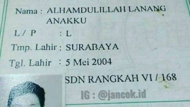 Nomor peserta ujian sekolah Alhamdulillah Lanang Anakku di media sosial.