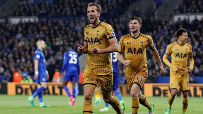 Selebrasi gol Harry Kane ke gawang Leicester City beberapa waktu lalu.