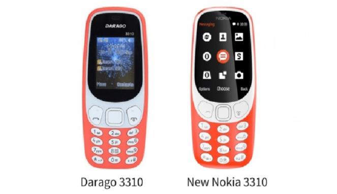 Ponsel Nokia 3310 Reborn (kanan).