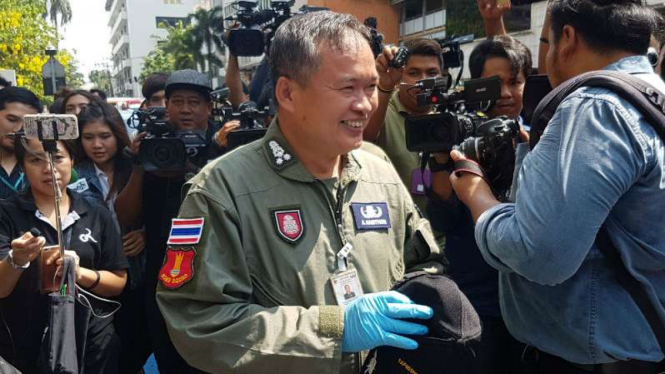 Kepala Polisi Gegana Thailand Kamthorn Aucharoen di lokasi kejadian bom rumah sakit