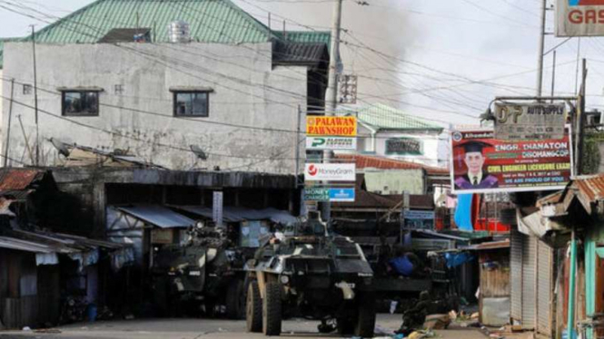 Kondisi kota Marawi, Kepulauan Mindanao, Filipina, beberapa waktu lalu.