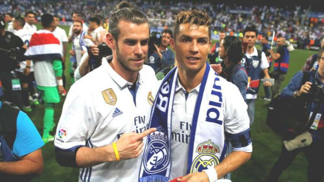 2 bintang Real Madrid, Gareth Bale (kiri) dan Cristiano Ronaldo (kanan)