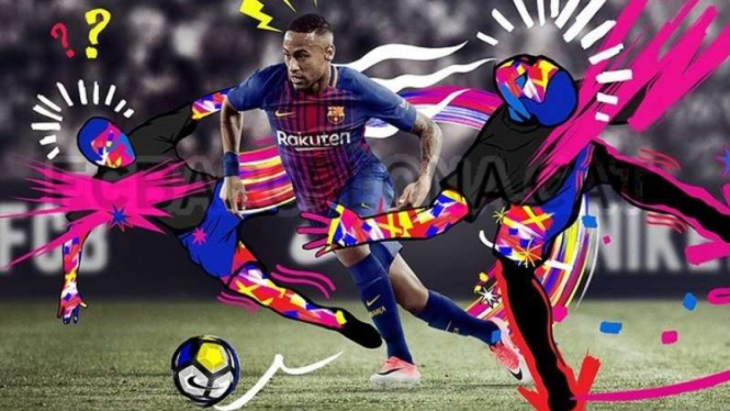 Neymar memakai jersey anyar Barcelona.