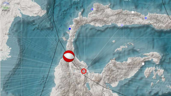 Ilustrasi Lokasi gempa darat di Sulawesi