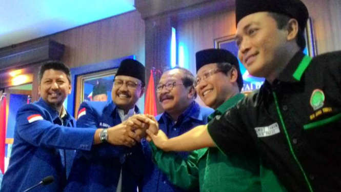 Gus Ipul saat menyambangi Partai Demokrat untuk mencari dukungan menjelang Pilkada Jawa Timur 2018, Kamis (1/6/2017)
