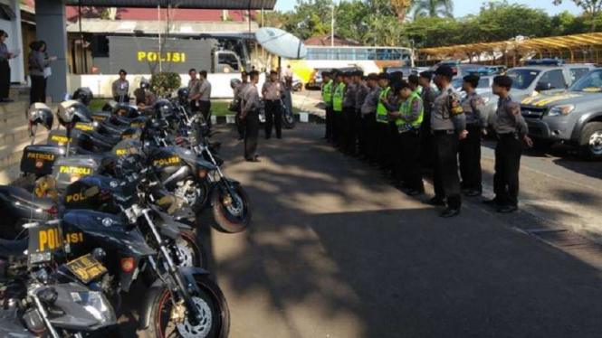 Suasana di Markas Polres Garut, Jawa Barat.