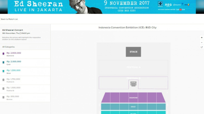 Penjualan Tiket Konser Ed Sheeran di Jakarta