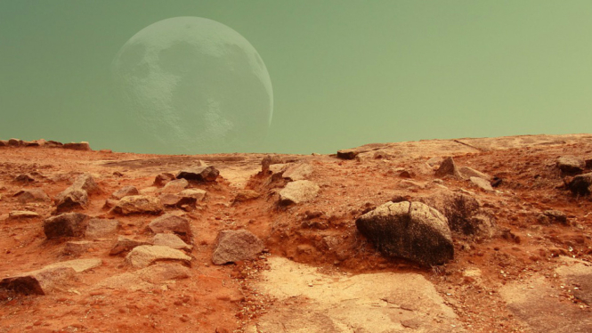 Ilustrasi permukaan Planet Mars.