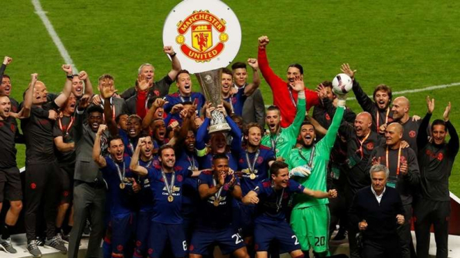 Manchester United saat juara Liga Europa 2016/2017.