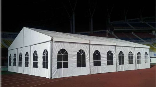 Tenda baru baji jemaah haji yang dilengkapi dengan pendingin ruangan.