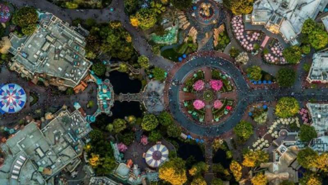 Foto udara taman Disneyland, California, Amerika Serikat