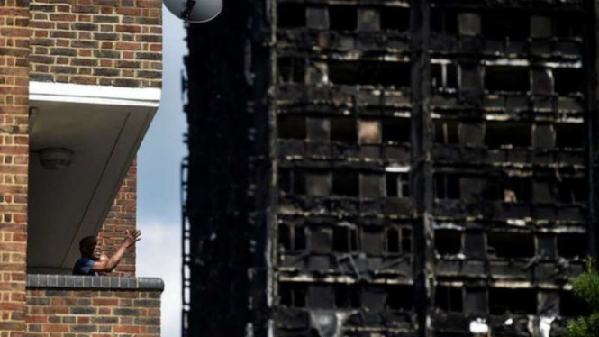 Kondisi apartemen Grenfell di London paska kebakaran.