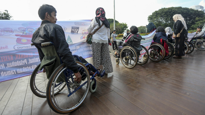 Aksi Mudik Ramah Anak dan Disabilitas di Depan Istana