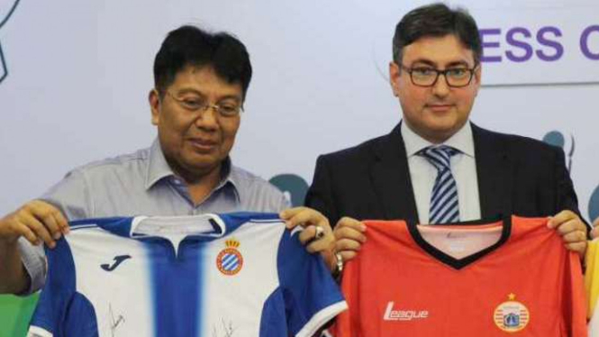 Suasana konferensi pers Persija Jakarta vs Espanyol