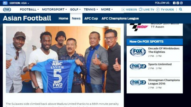 Berita soal Persib, Liga 1 dan Michael Essien jadi headline madia Asia