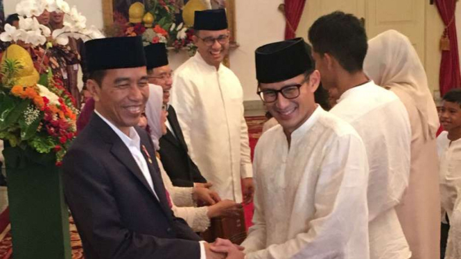 Gubernur dan Wagub DKI terpilih Anies-Sandi hadiri open house di Istana Negara