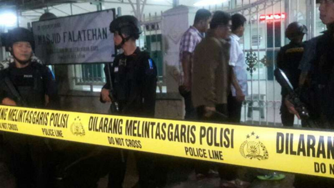 Lokasi penyerangan polisi di kawasan Masjid Falatehan, Jakarta Selatan.